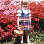 Litte girl in plaid Easter dress 1980s