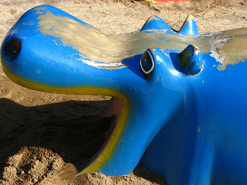 Hippo Playground equipment in sand