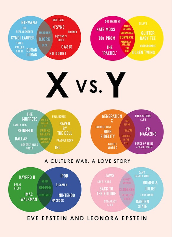X vs Y Book Epstein: Two sisters – one from Generation X, the other from Generation Y – compare their lives through the lens of TV, music, technology, and pop culture.