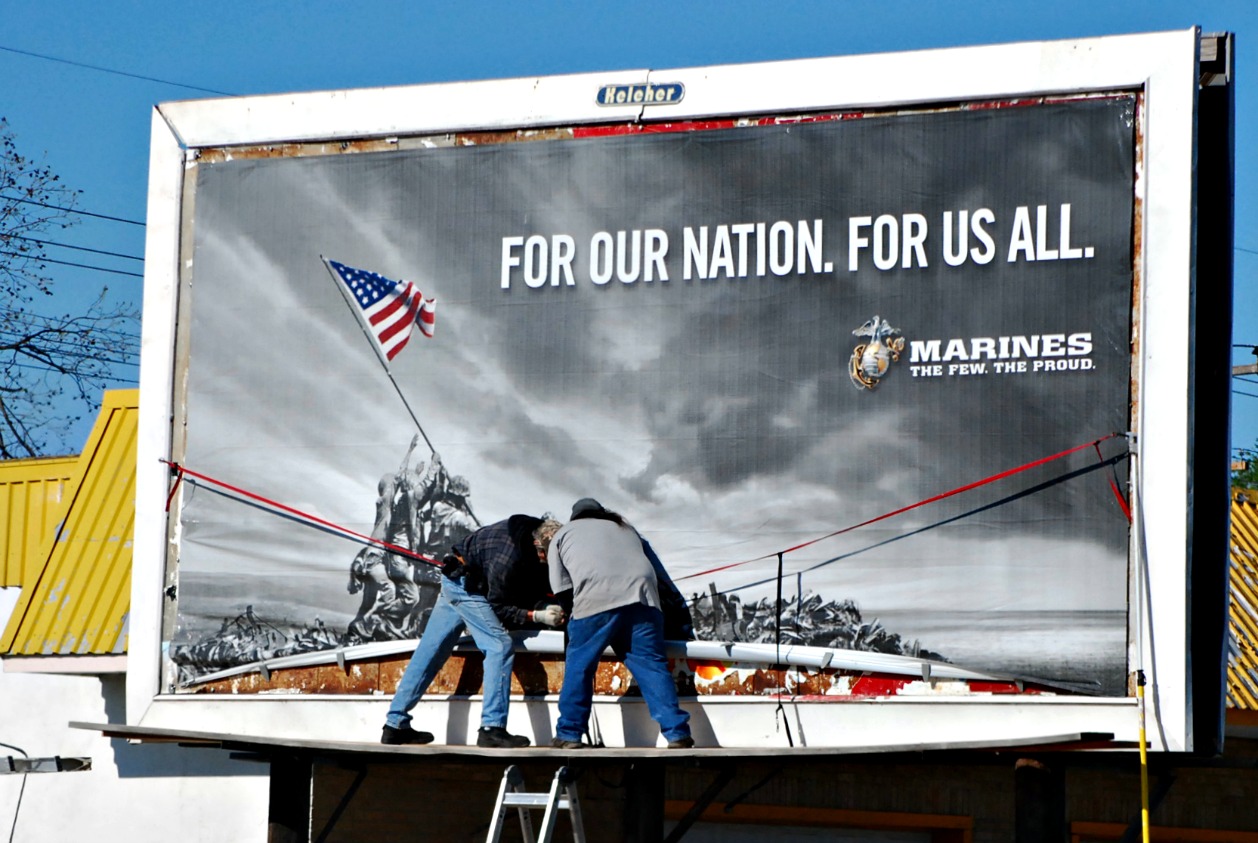 Ironic Pictures: Marines Iwo Jima Billboard