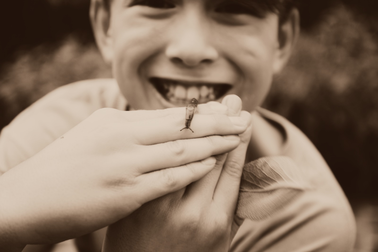 Boy with a snail slug