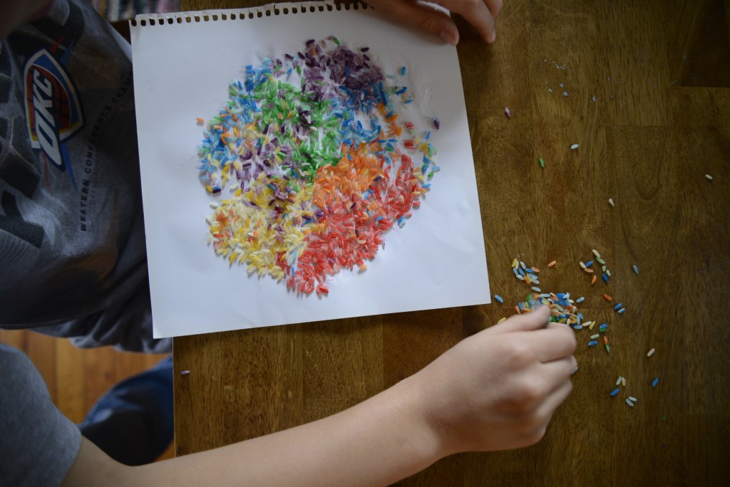 Colorful Rice Mosaic Project for Kids