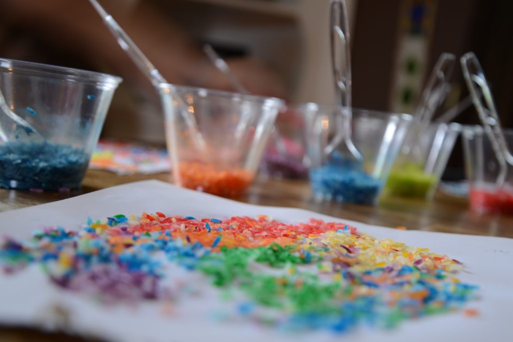 Colorful Rice Mosaic Project for Kids