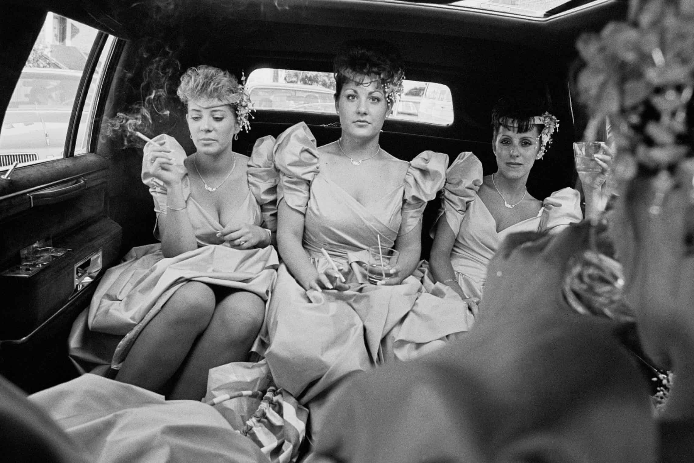 Kathy Shorr Bridesmaids smoking in a limousine 1989