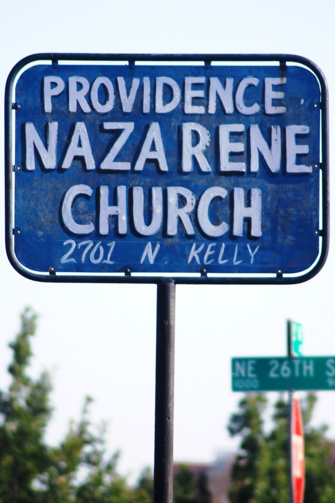 Old, hand-painted church sign